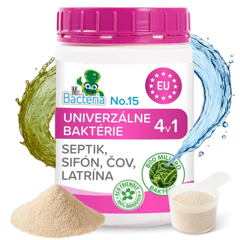Aktivátor Mr.Bacteria UNI 4 az 1-ben, szeptikus tartályhoz, szifonhoz, szennyvíztisztítóhoz és latri