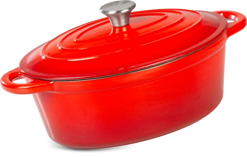 Sütőedény MagicHome Castora line, ovális, lábas, 30 cm, 4,4 liter, fedővel, zománcozott öntöttvas