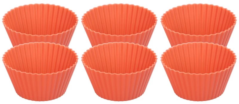 Sütőforma MagicHome, cupcake-hez, szilikon, piros, 6 db-os szett, 6,5x6,5x3 cm