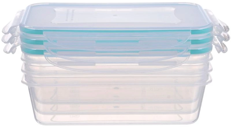 Ételhordó MagicHome Lunchbox szett YH377, 3 db, 1350 ml, 155x215x75 mm, téglalap alakú, Clip