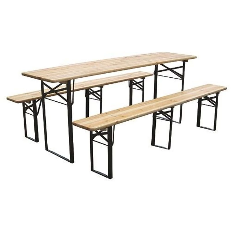 Sörpad készlet DORTMUND Medium3, asztal 200x50x77 cm, 2x pad 200x25x47 cm, fa 27 mm