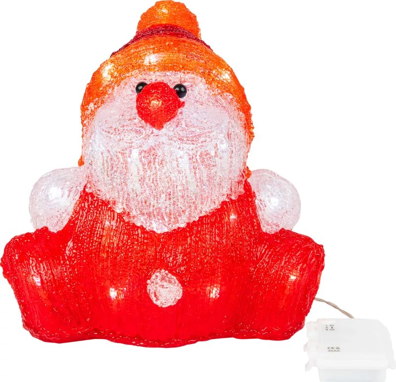 Dekoráció MagicHome Karácsony, Mikulás, 30 LED, időzítő, akril, 3xAA, IP44, kültéri, 24x21x24 cm
