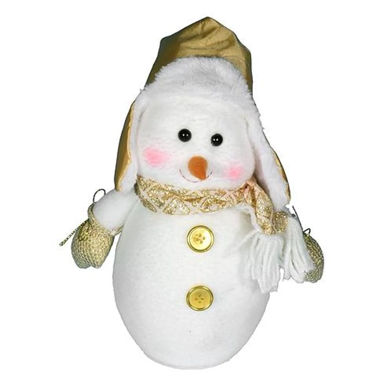Figura MagicHome Karácsonyi, Hóember, báránybőr sapka, 29 cm