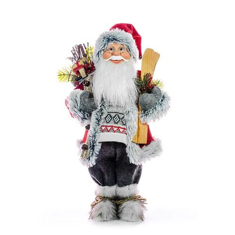 Dekoráció MagicHome Karácsony, Mikulás sílécekkel és fával, 60 cm
