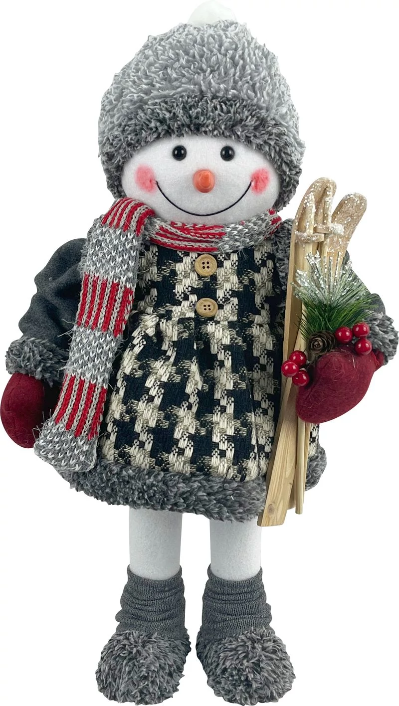 Dekoráció MagicHome Karácsony, hóember lány sílécekkel, 50 cm