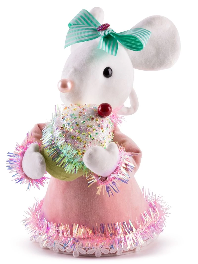 Dekoráció MagicHome Karácsony Candy Line, egér, rózsaszín, 27 cm