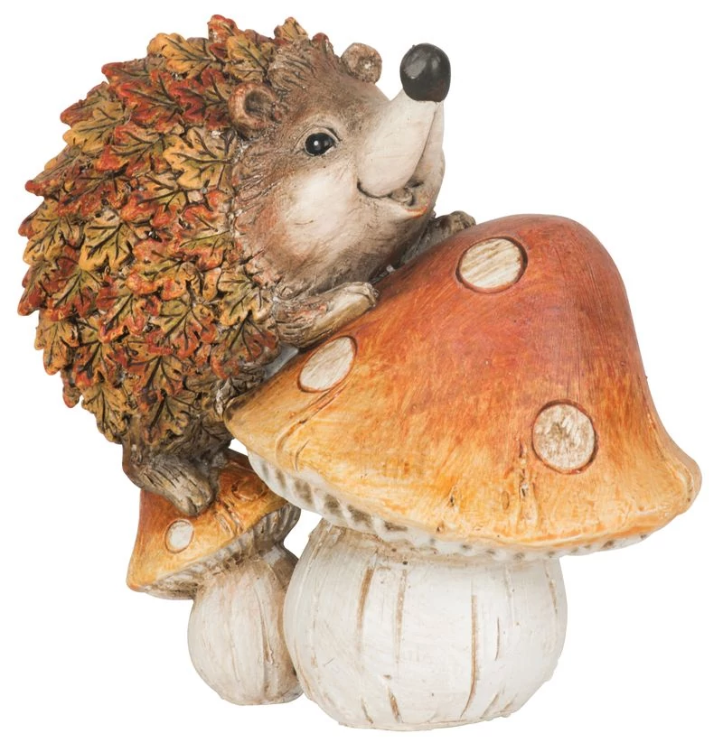 Dekoráció MagicHome Nature, Sündisznó gombán, kerámia, 12,5x8x12 cm
