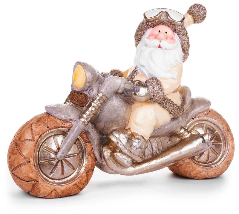 Dekoráció MagicHome Karácsony, Mikulás motoron, retro, kerámia, 47x18,5x34 cm