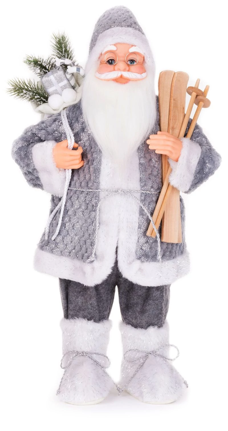 Dekoráció MagicHome Karácsony, Mikulás álló, sílécekkel, 60 cm