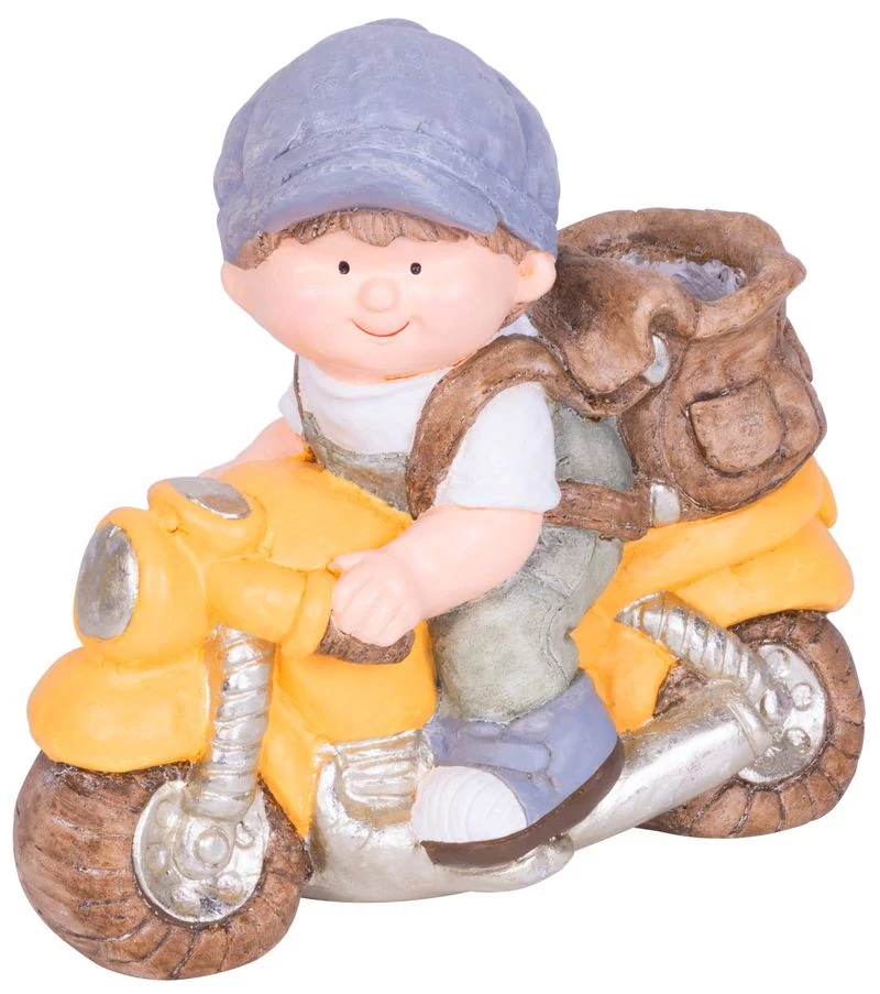 Dekoráció MagicHome, Kisfiú motoron, kerámia, 38x20x36 cm