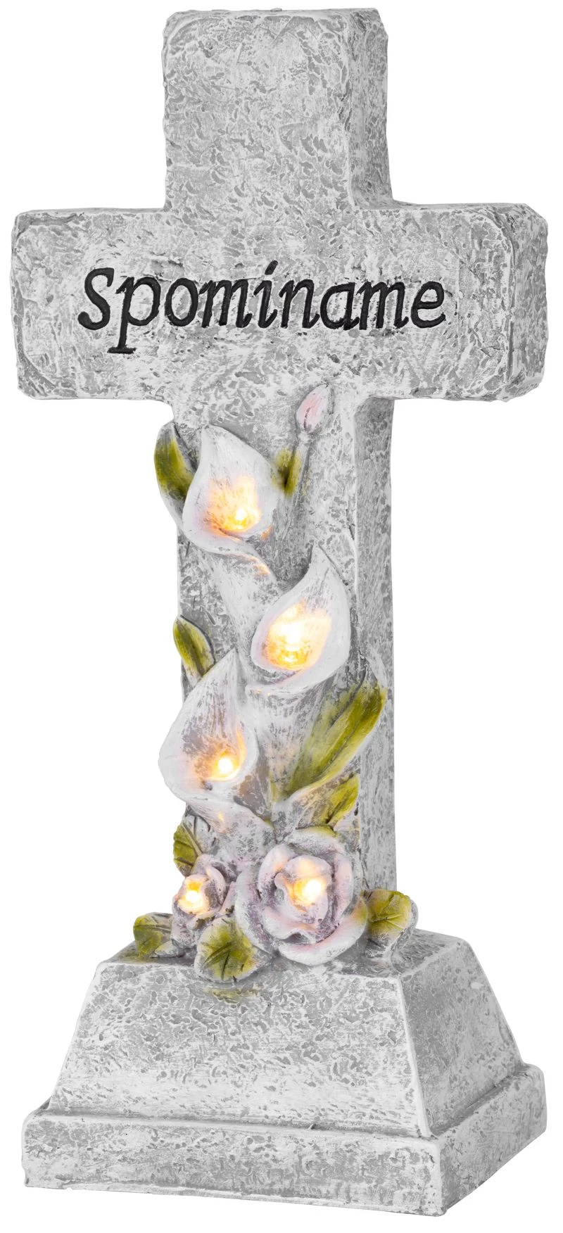 Dekoráció MagicHome, Kereszt, LED, polirezin, sírhoz, szolár, 15x9,5x32 cm