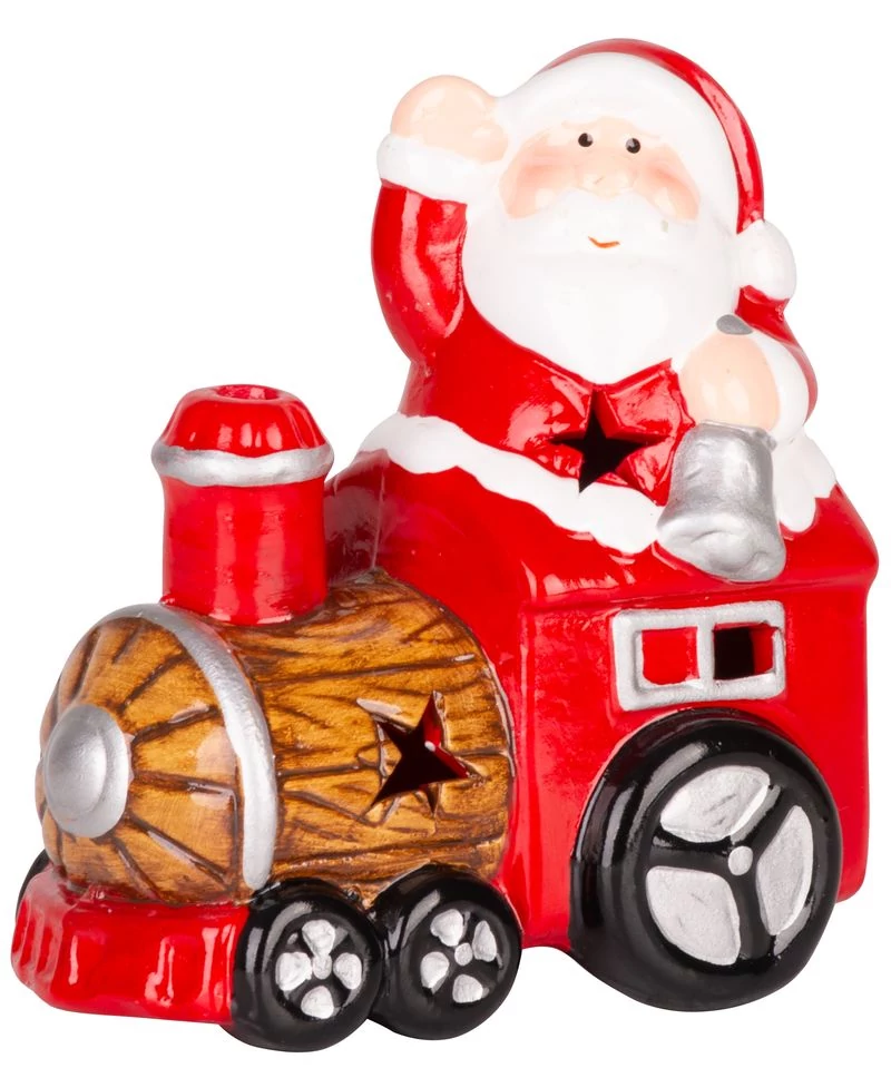 Dekoráció MagicHome Karácsony, Mikulás vonattal, LED, terrakotta, 10,3x6,3x10,7 cm