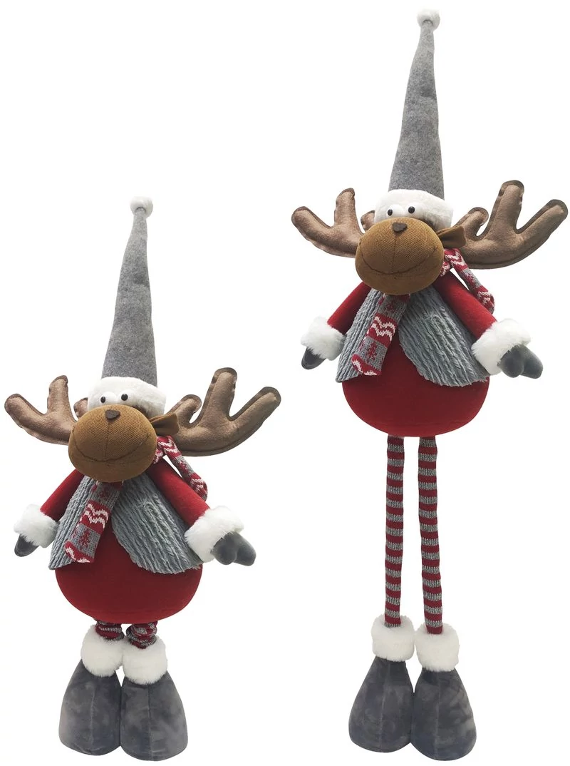 Dekoráció MagicHome Karácsony, rénszarvas, piros, szürke pulóverrel, teleszkópos lábak, 88 cm