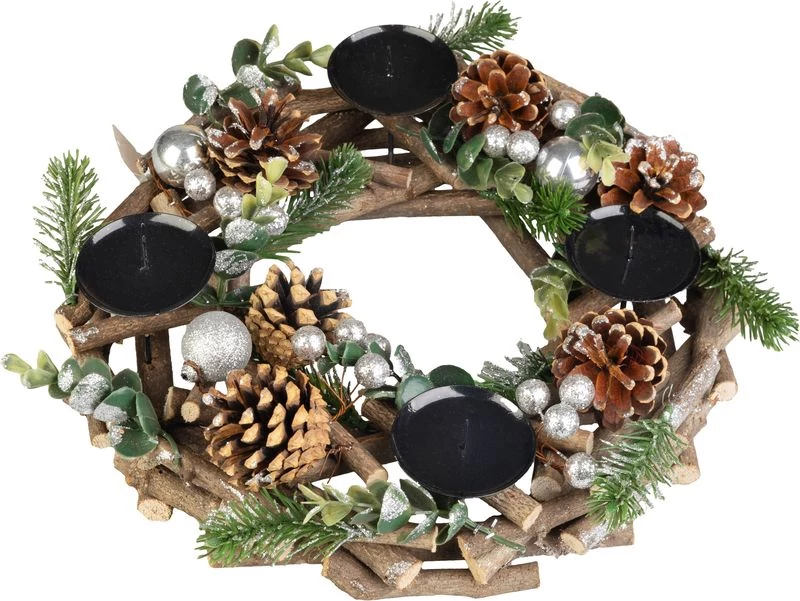 Koszorú MagicHome, karácsonyi, adventi, természetes, 30 cm
