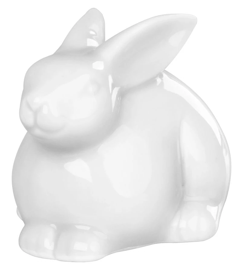 Dísz MagicHome, Nyuszi, fehér, porcelán, húsvéti, 10,4x7,3x7,1 cm