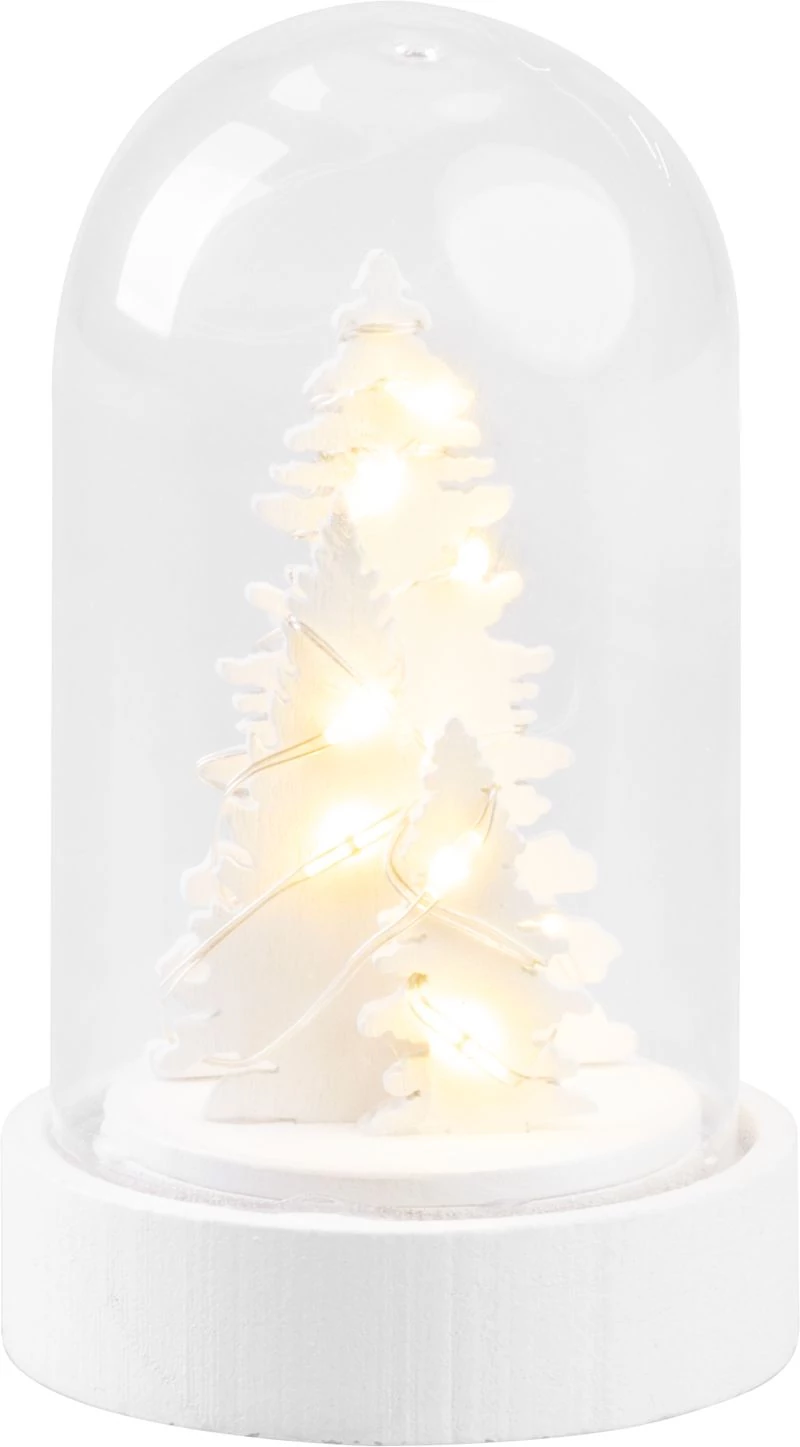 Dekoráció MagicHome Karácsony, fehér fácska kupolában, LED, meleg fehér, beltéri, 5,5x9 cm