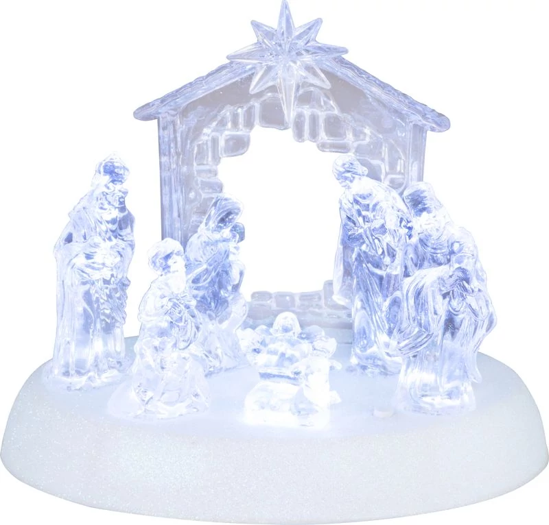 Dekoráció MagicHome Karácsony, betlehem, 7x LED, 3xAAA, akril, 19,5x14x17,5 cm
