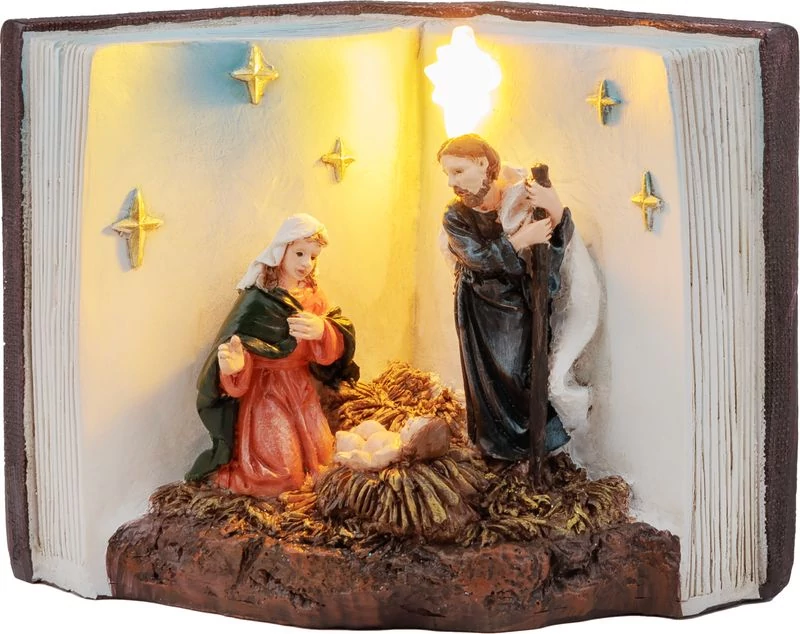Dekoráció MagicHome Karácsony, Betlehem könyvben, LED, beltéri, 13,5x8x9,5 cm