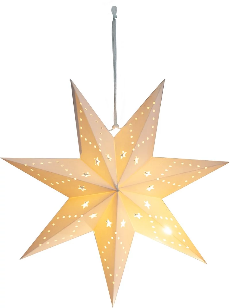 Dekoráció MagicHome Karácsony, csillag, papír, 10 LED meleg fehér, 2xAA, egyszerű világítás, 40 cm