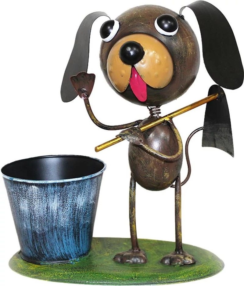 Dekoráció MagicHome Mecco, Kutya kapával, fém, 27x16x29 cm