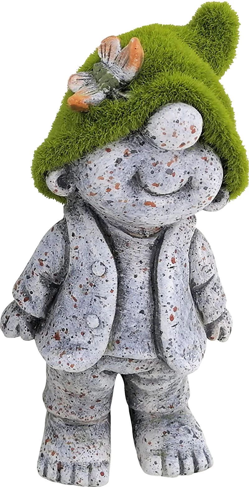Dekoráció MagicHome, Kisfiú zöld kalappal, kerámia, 9,5x6,5x17,8 cm
