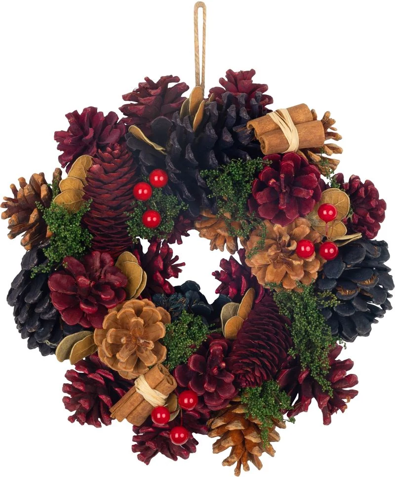 Koszorú MagicHome, karácsonyi, függő, kék-piros, 24 cm