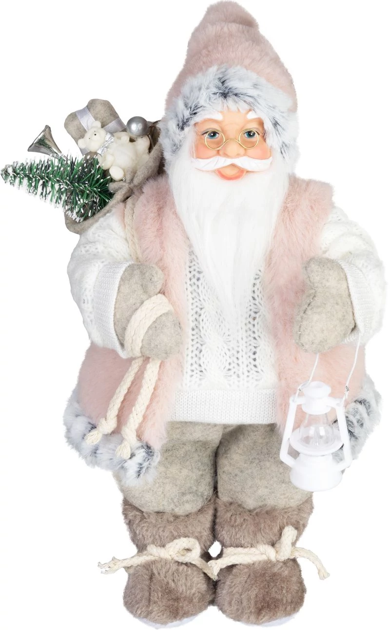 Dekoráció MagicHome Karácsony, Mikulás, ajándékkal, rózsaszín-barna, 30 cm